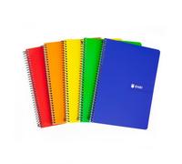 Enri, Lot de 5 cahiers quadrillé 4 x 4 Couverture souple, 80 feuilles, couleurs assorties