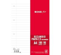 ENRI Plus 90 g A4 Lot de 100 feuilles de rechange 2,5 mm avec marge 4 trous