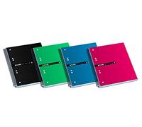 Enri Status - Pack de 4 Cahier spirale, couvercle en plastique transparent, A5 +