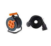 Enrouleur 4 prises HO5VV-F 3G1mm² 25m + coupe-circuit - Zenitech & Prolongateur 16A 2P+T HO5VV-F 3G1,5mm² Noir 5m