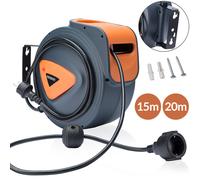 MONZANA® Enrouleur électrique automatique 20m + 1,5m pivotable 180° fixation murale rallonge électrique enrouleur câble automatique