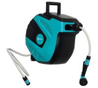 Enrouleur automatique - DURHAND - pivotant 180° fixation murale tuyau 15+1,5 m buse - plastique - noir vert