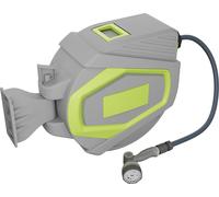 Enrouleur automatique XINZI 30 m, pivotant à 180°, fixation murale, tuyau d'arrosage avec douchette, gris