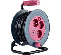Enrouleur Bricolage 3 Prises + 2 USB-A/C - Rose - Zenitech