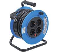 Enrouleur de Câble 15 m 3 x 1,5 mm - 4 Prises, IP20, 3000 W - Sécurité et Praticité, Pro - D-Work