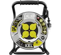 Enrouleur de câble 20m HEAVY LINE 3x2,5mm noir avec tambour métallique 4x prises 230V