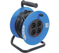 Enrouleur de Câble 25 m 3 x 1,5 mm - 4 Prises, IP20, 3000 W - Sécurité et Praticité, Pro - D-Work