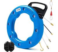 Enrouleur de câble 30 m, spirale de rétraction en nylon avec ressort de rétraction, aide à rétracter pour tube vide, fil de traction, avec aide à l'enroulement de câble et 5 adaptateurs, extracteur de