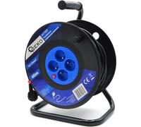 Enrouleur de câble électrique 3x1,0 mm² - 40m de rallonge avec 4 prises et une capacité de charge de 2300W, IP20, idéal pour les applications intérieures.