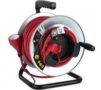 Electraline 208668 Enrouleur Jardin Professionnel avec Prolongateur en métal avec Platine Fixe, 40m, H05VV-F 3G1.5m㎡, avec Guide pour Le câble, Rouge