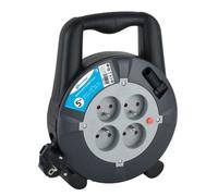 Electraline Enrouleur cassette 4 prises - disjoncteur thermique - 5 m 16 A 230 V 3G1,5 mm² Noir