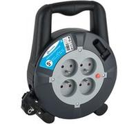 Electraline Enrouleur cassette 4 prises - disjoncteur thermique - 5 m 16 A 230 V 3G1,5 mm² Noir