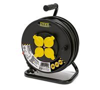 Enrouleur de câble électrique professionnel, 4 prises et fiche Schuko, H07RN-F3G1.5MM2, 25M, GS (TUV), IP44.