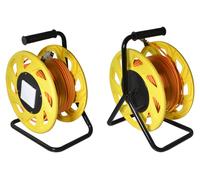Enrouleur de câble Helos, câble réseau Cat 7A, portable, orange/jaune, 50,0 m