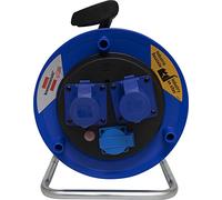Enrouleur de câble professionnel sans câble Brennenstuhl |1 prise Schuko et 2 prises CEE 3 pôles 230 V/16 A auto-verrouillables | Série Garant ST CEE2 - IP44