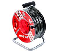 Enrouleur de câble robuste 3×2,5 sur tambour métallique, SCHUKO 50 m, avec mise à la terre, 4 prises avec protection, pour jardin, atelier et chantier