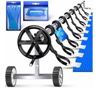 KESSER® Enrouleur de bâche de Piscine Premium | Système d'enroulement 3 m-5,70 m | avec Roues | pour bâche Solaire | Enrouleur Mobile | Sangles fournies, Argent Noir