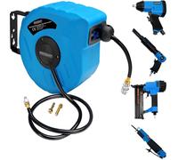 Enrouleur de tuyau à air comprimé automatique 10m 1/4" dévidoir avec scie à métaux 6 lames 10.000 tr/min bricolage atelier