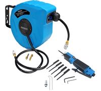 Enrouleur de tuyau à air comprimé automatique 10m 1/4" dévidoir avec scie à métaux 6 lames 10.000 tr/min bricolage atelier