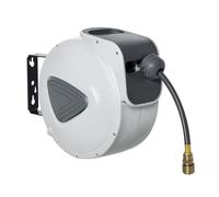Enrouleur de tuyau à air comprimé - DURHAND - dévidoir automatique rétractable Ø 9 5 mm 1/4"" BSPT - plastique - 20m + 1 94m - gris