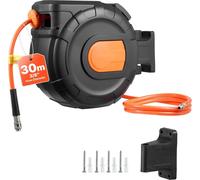 Enrouleur de tuyau à air comprimé - Enrouleur automatique - Longueur du tuyau 30 m PVC - Diamètre intérieur 9,5 mm - Pression 20 bars - Tuyau de raccordement 2 m - Pivotant à 180° (mur/plafond)
