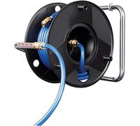 Enrouleur de tuyau anti-torsion avec tuyau d'air comprimé de 20 m, fabriqué en Autriche, Brennenstuhl 1127010010, tube de 6/12 mm, enrouleur de tuyau robuste avec support de fixation murale, noir/bleu