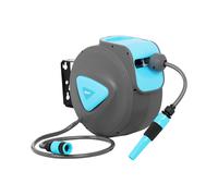 Hillvert Enrouleur De Tuyau Arrosage Automatique Dévidoir HT-LOUIS 10 (10 m + 1 m, Pivotant sur 180°, Raccord 3/4", PP/PVC)