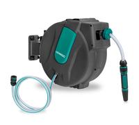 Enrouleur de tuyau automatique | Tuyau de 25M, buse d’arrosage et raccords incl.