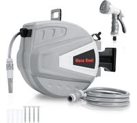 Enrouleur de tuyau d'air comprimé Enrouleur de tuyau 30m automatique Enrouleur 8 bar raccord 1/4" avec pistolet d'arrosage multifonctionnel Tuyau d'air comprimé Support mural de tuyau Enrouleur de tuy