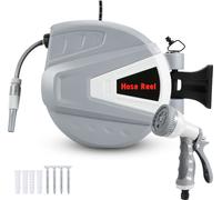 Enrouleur de tuyau d'air comprimé Hengda Enrouleur automatique de tuyau d'air comprimé de 20m Raccord 8bar Pistolet d'arrosage d'eau multifonctionnel Support mural de tuyau d'air comprimé
