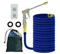Enrouleur de tuyau d'arrosage 20 m (ø 15 mm), tuyau d'arrosage flexible avec guidage, buse et raccords, 2 en 1 comme tuyau rétractable sur pied ou fixé au mur pour un usage général (noir/vert)