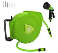 Enrouleur de tuyau d'arrosage - Automatique - 20 m - Raccord 3/4"" - Douchette 9 fonctions - Orientable 180°