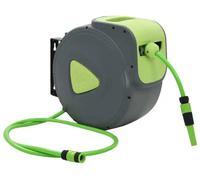 Enrouleur de tuyau d'arrosage - Bobine automatique murale pour tuyau - 30+2 mètres - Orientable à 180° - Vert clair