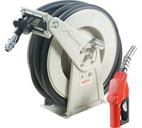 Enrouleur de tuyau de carburant, 3/4" x 50', enrouleur de tuyau diesel rétractable extra long, construction robuste en acier au carbone avec pistolet de ravitaillement automatique, tuyau en caoutchouc