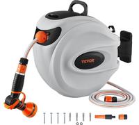 Enrouleur de tuyau Enrouleur de tuyau d'eau 180° 20mx12mm pivotant Boîte à tuyau murale avec arrêt d'enroulement et support mural Enrouleur de tuyau