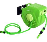 Enrouleur de tuyau Fortuna Lai 15 m Enrouleur automatique pivotant, idéal pour l'air comprimé et le jardinage, couleur verte