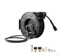 Enrouleur de Tuyau Haute Pression-Duoku-18,3 m x 6,4 mm-Dévidoir Rétractable en Acier-Fixation Murale ou au Sol-275,8 bar