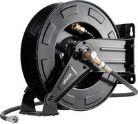Enrouleur de tuyau pour nettoyeur haute pression, 15,2 m x 9,5 mm Enrouleur de tuyau rétractable en acier robuste, 4000 PSI max., enroulement automatique, fixation murale/au sol flexible pour le lavag