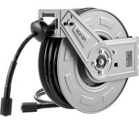 Enrouleur de tuyau pour nettoyeur haute pression, 19,8 m x 6,4 mm, rétractable, robuste, en acier, 3200 PSI max., enroulement automatique, flexible, fixation murale/au sol, pour lavage de voiture, jar