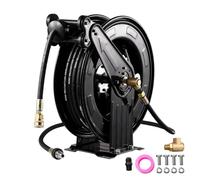 Enrouleur de tuyau rétractable pour nettoyeur haute pression, double bras, rétraction automatique, 15 m x 1,5 cm, pour eau/air/huile, 4000 PSI, acier robuste