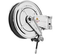 Enrouleur d'eau chaude 25 m Ø 3/8 200 bars Inox 304 avec enroulement automatique et support mural pivotant Raasm RA.8522.302