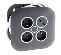 Zenitech - Enrouleur Domestique 3 x 2P+T + 2xUSB - 7m - Noir