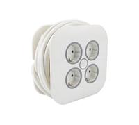 Enrouleur Domestique 4 Prises Schuko 7m - Blanc - Zenitech