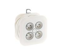 - Enrouleur domestique 4x16A 2P+T fiche extraplate 3G1mm² 7m - blanc