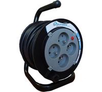 Electraline 208612 Rallonge Prolongateur électrique 15 m avec enrouleur 4 Prises 16 A section 3G1,5 mm² Gris