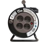Enrouleur électrique 3G 15m + 4 prises T - taupe