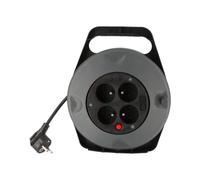 Enrouleur électrique cassette 10m - 4 prises 16A - Plastique robuste - Compact et léger - Gris