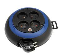 Enrouleur électrique domestique Brennenstuhl, Design-Box 4 prises, câble 3m H05VV-F 3G1,0, coloris bleu / noir