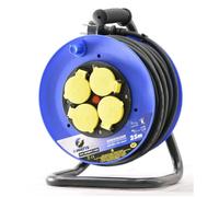 Enrouleur électrique I-WATTS 25m 3x1,5mm HO7 - IP44 - NF - 4 prises à clapet - Disjoncteur thermique