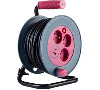 Enrouleur Bricolage 3 Prises + 2 USB-A/C - Rose - Zenitech